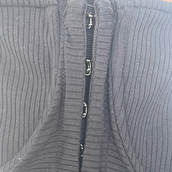 NEW Jonathan Simkhai {$225} Women's Black Ribbed Bustier Long-Sleeve Crop Top Lg - Picture 7 of 11